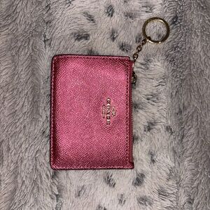 Coach Metallic Pink Card Holder Keychain